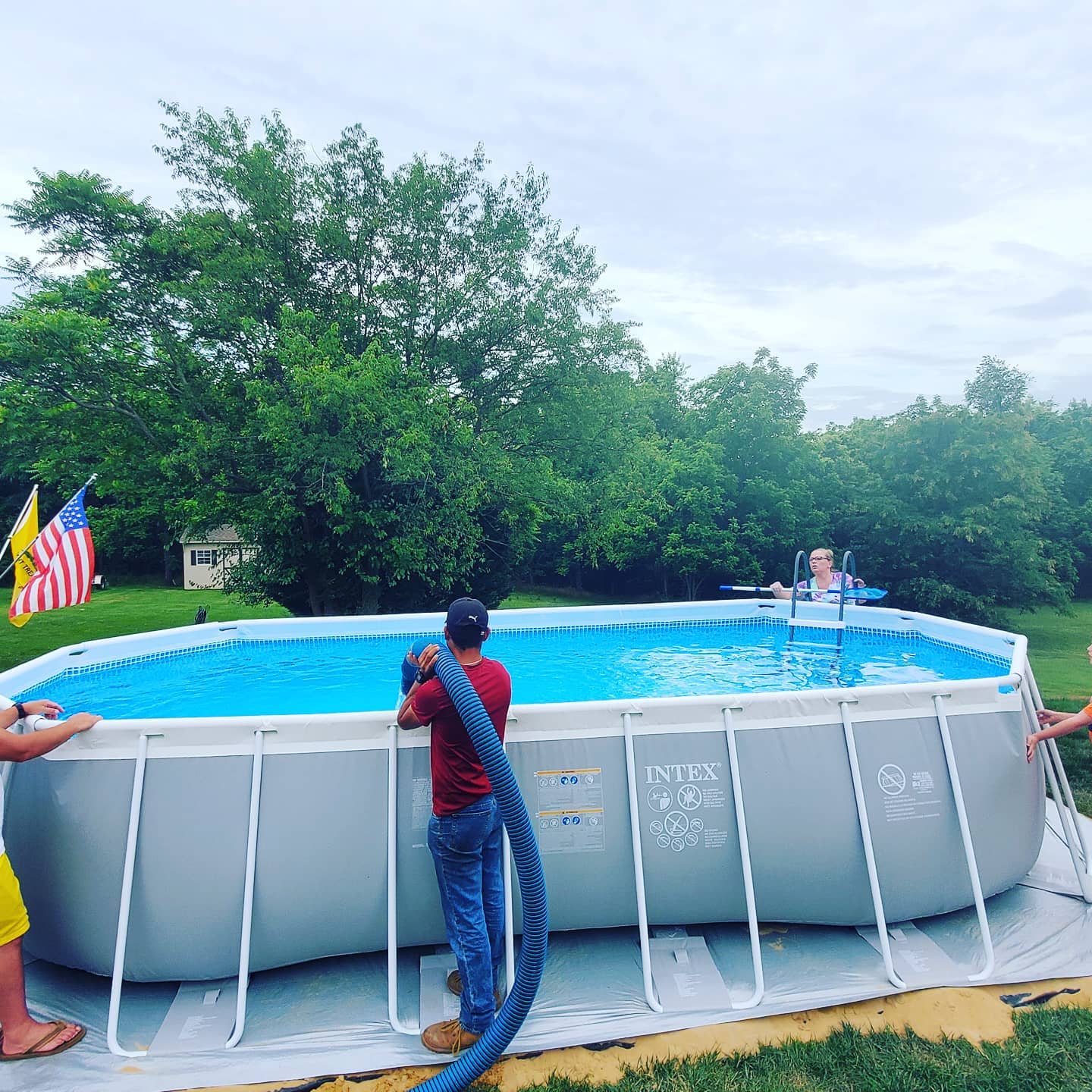 Above ground swimming pool getting filled up with water | Professional Water Hauling | Taylor Farms Water Hauling | Eastern Panhandle WV